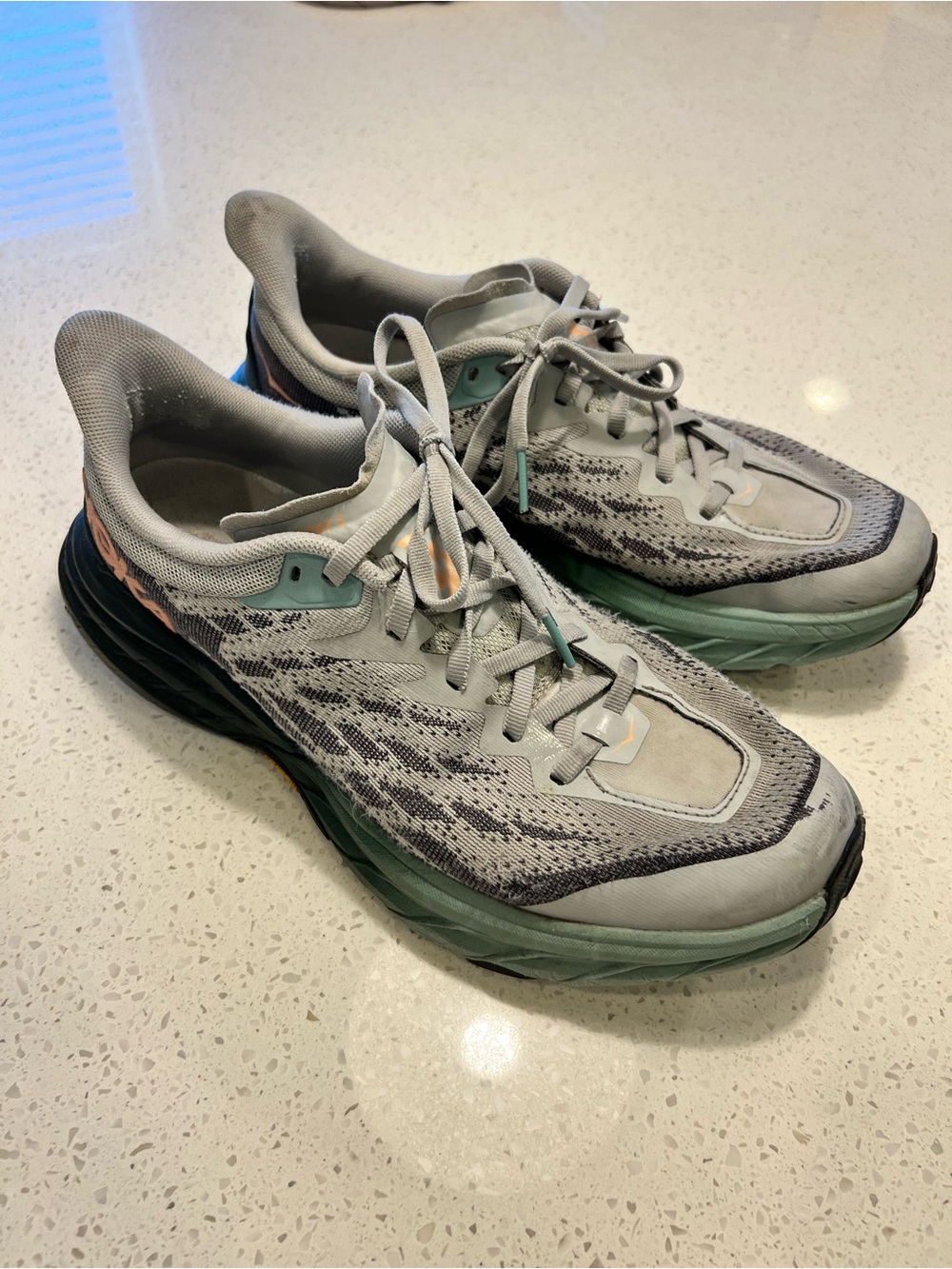 Hoka One One Speedgoat 5 Trail Running Shoes Gray green Women's 9.5B